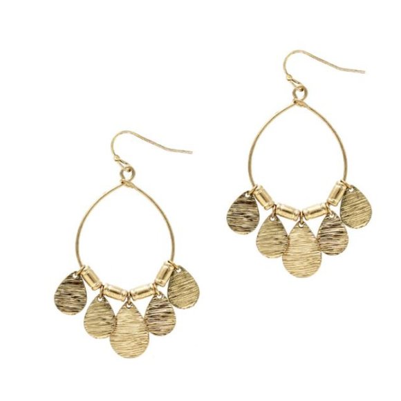 Jewelry - Scratch metal multi teardrop dangle wire teardrop earring